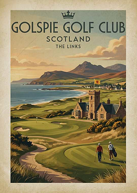 Golspie Golf Club Scotland Vintage Poster