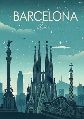 Barcelona Travel Poster