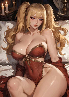Anime Girl in Red Lingerie