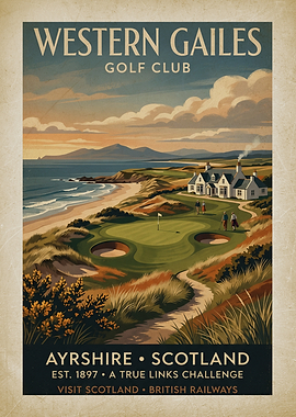 Western Gailes Golf Club Vintage Poster