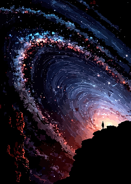 Person gazing at a galaxy