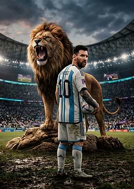 Messi and Lion in Stadium