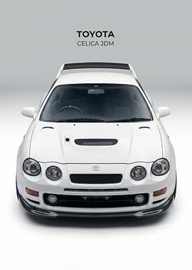 sleek White Toyota Celica JDM car poster