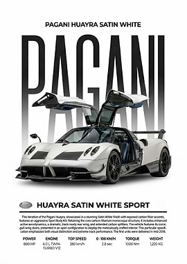 sleek whitePagani Huayra Sport poster