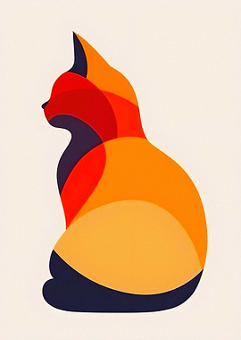 Abstract Cat Silhouette