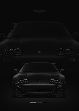 Black Toyota Supra Car Poster