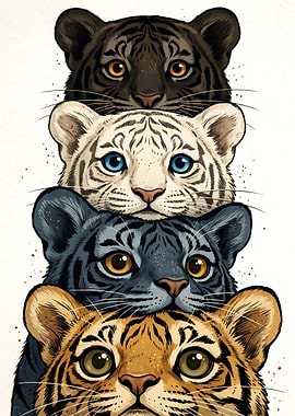 Stack of Tiger Cubs