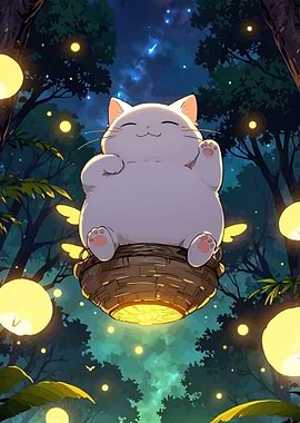 Cute Cat in a Magical Forest