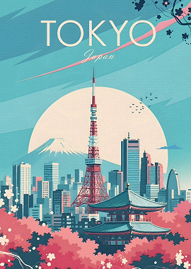 Tokyo Cityscape with Mount Fuji