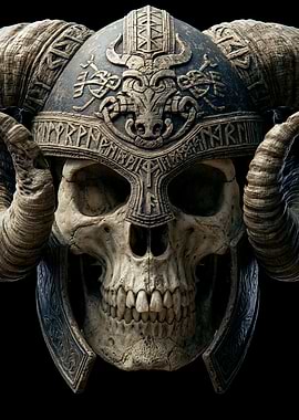 Viking Skull Helmet with Ram Horns