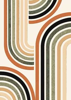 Retro Abstract Rainbow Arch Pattern