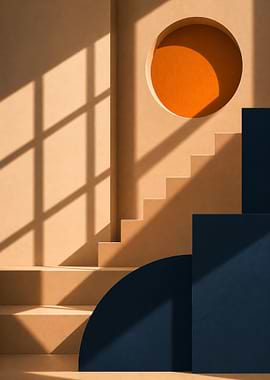 Minimalist Architectural Geometric Art with Light and Shadow