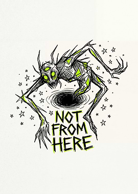 Alien Creature Emerging from a Black Hole