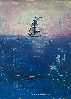 Sailboat on a textured sea