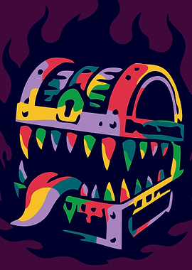 Monster Treasure Chest with Sharp Teeth