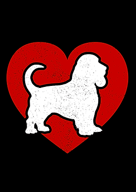 Basset Hound Dog Silhouette in Heart
