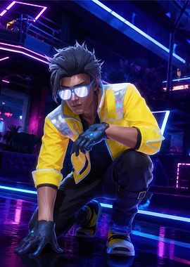 Cyberpunk Character in Neon City