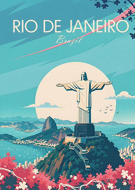 Rio de Janeiro Vintage Travel Poster