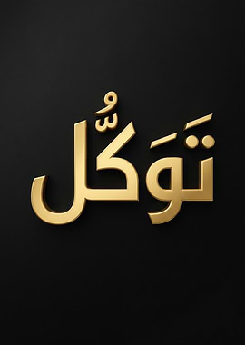 Golden Arabic Calligraphy 'Tawakkul'
