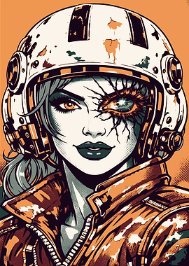 Cyberpunk Pilot Woman Portrait