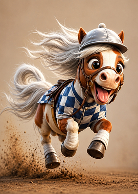 Cartoon Horse Jockey Racing