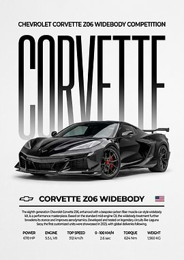 sleek Chevrolet Corvette Z06 Widebody car poster