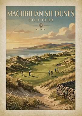 Machrihanish Dunes Golf Club Vintage Poster