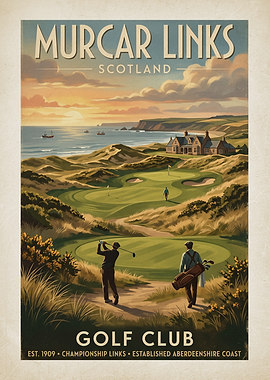 Murcar Links Golf Club Vintage Poster