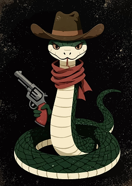 Cowboy Snake with Revolver