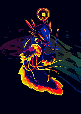 Vibrant Sci-Fi Character with Staff