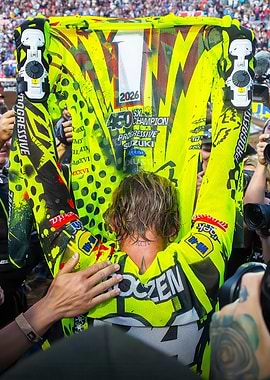 Motocross Champion Celebrates Victory
