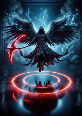Grim Reaper with Wings and Scythe