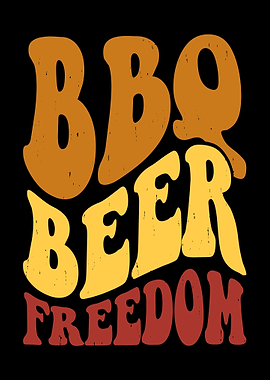 BBQ Beer Freedom Retro Text Art