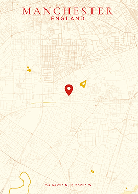 Manchester England Map with Location Pin