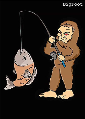 Bigfoot Fishing for a Dead Fish