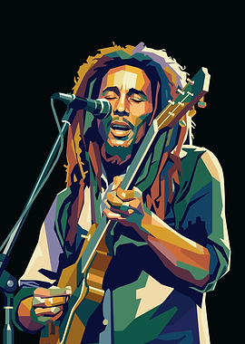 Bob Marley Playing Guitar