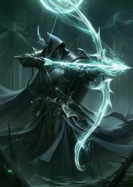 Dark Elf Archer with Glowing Bow