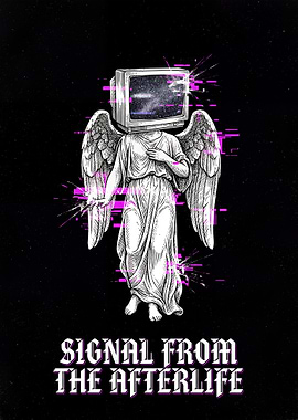Angel with TV Head and Glitch Effect