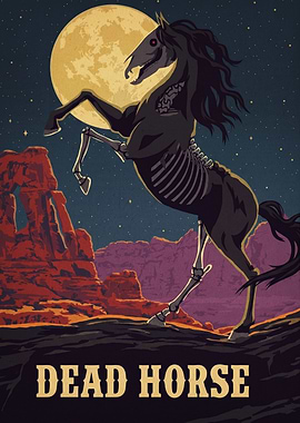 Dead Horse Skeleton Horse in Desert