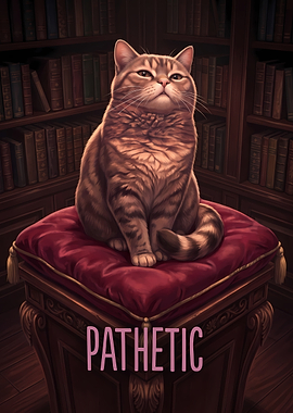 Pathetic Cat in Library