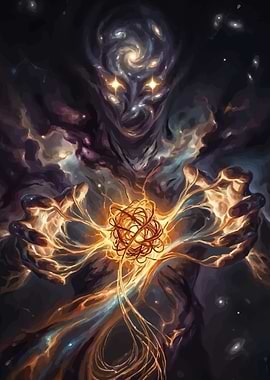 Cosmic Being Holding a Nebula