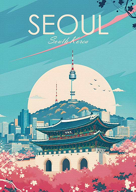 Seoul South Korea Vintage Poster