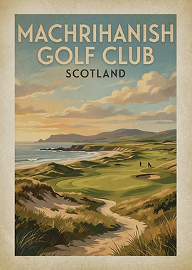Machrihanish Golf Club Scotland Vintage Poster