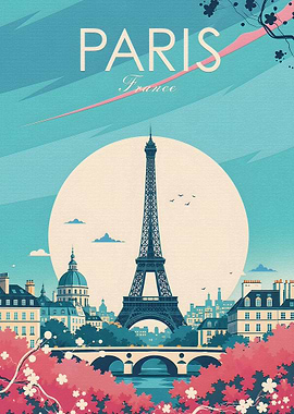Paris Eiffel Tower Travel Poster