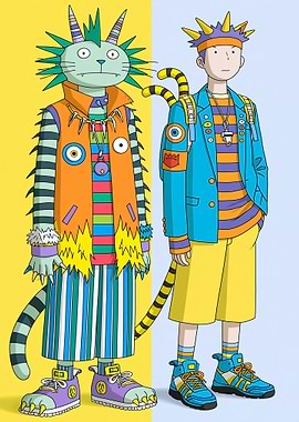 Stylized Cat and Human Characters