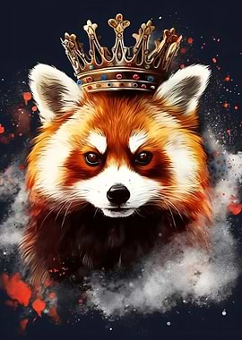 Red Panda King with Crown