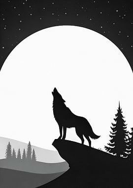 Wolf howling at the moon