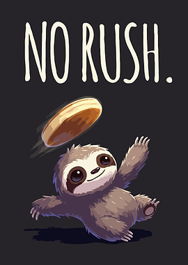Cute Sloth with 'No Rush' Text