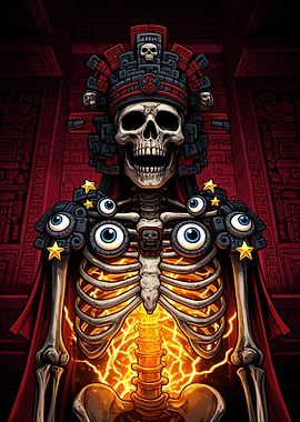 Skeleton King with Eyes and Lightning