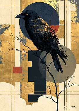 Neo-Rinpa Crow No. 03 – Japanese Decorative Wall Art